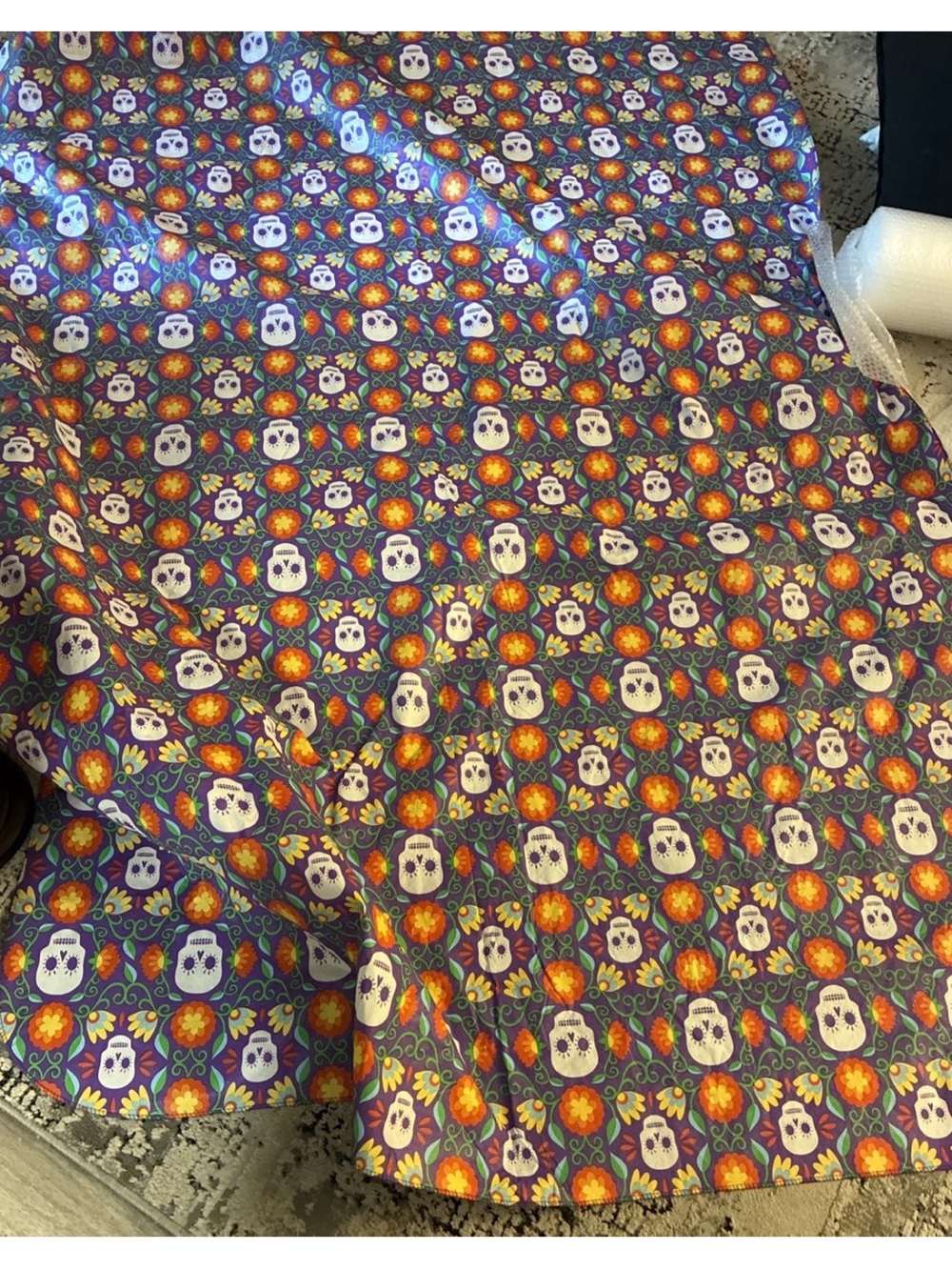 Day of the Dead Skull Print- Purple/Orange tablecloth